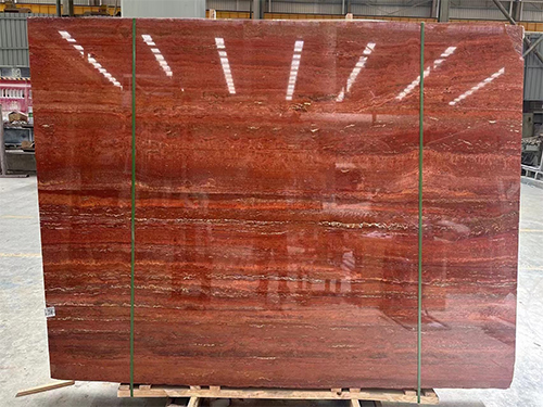 Iranian  Natural Red Travertine Slab with filling Holes